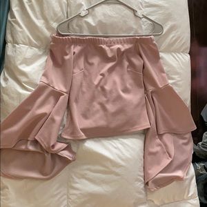 Off shoulder bell sleeve top